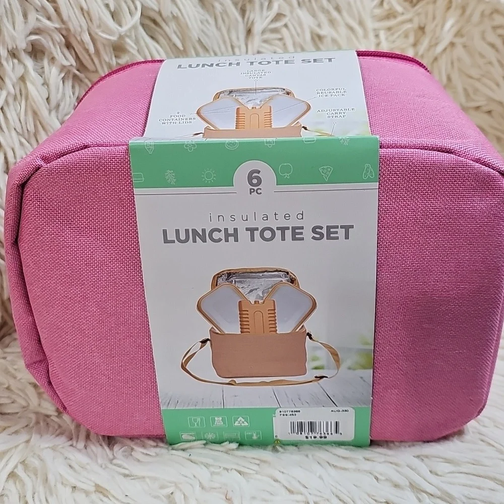 Pink Insulated Lunch Tote Set - Picture 3 of 7